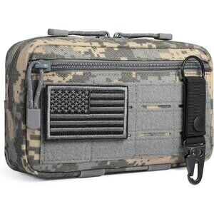 Grey Tactical Molle Admin Pouch Utility Laser Cut EDC Tool Bag with Keychain